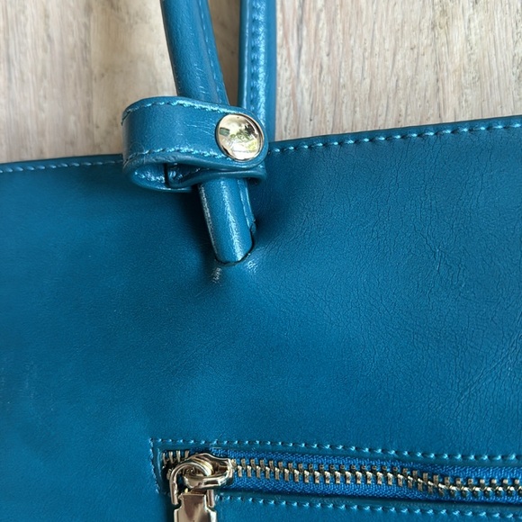 New AOTA Bag purse tote teal blue gold (Vagan) Crossbody/Handbag large - Picture 7 of 11